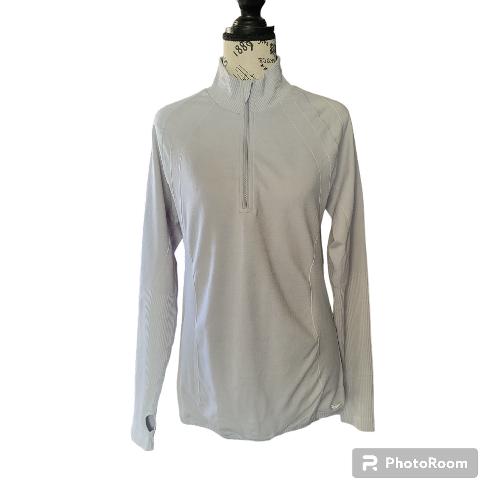 Saucony womens running baselayer active workout dri pullover gray size Large